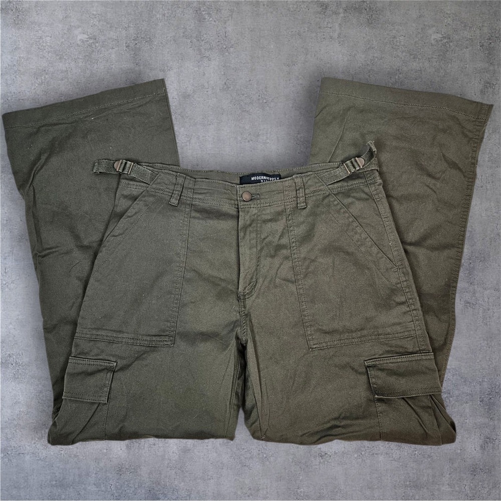 Modern Supply by Sanctuary Olive Green Cargo Flare Leg‎ Pants Size Large D91